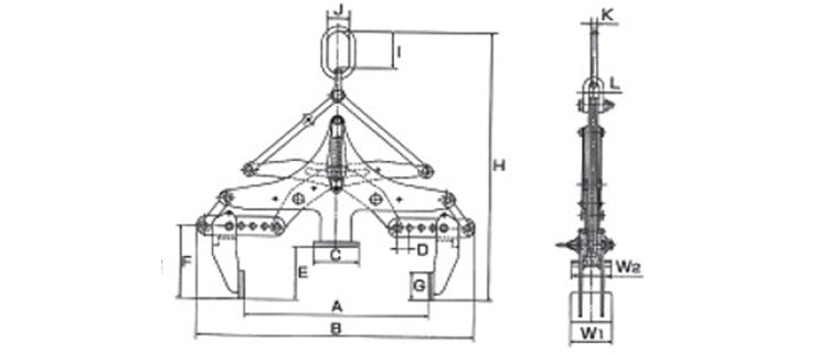 BTSW石材起吊用夾鉗尺寸圖