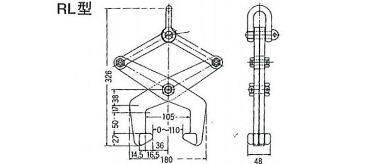 RL鋼軌起吊用夾鉗尺寸圖