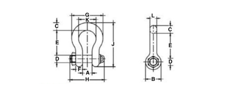 Crosby G2140弓形卸扣尺寸圖